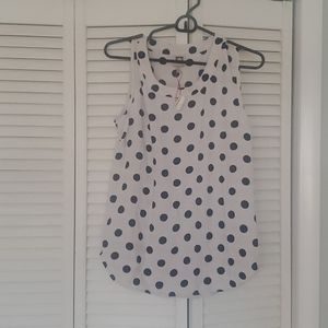 White & Navy Polka Dot Tank